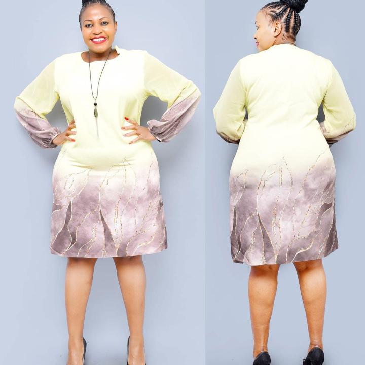 Casual Cream n' Purple Mini Dress