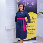 Dark Blue Formal Dress with pink Belt