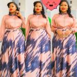 Peach and Blue Starlight Maxi Dress