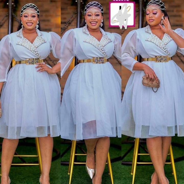 White Mini net-top Dress with Orange belt